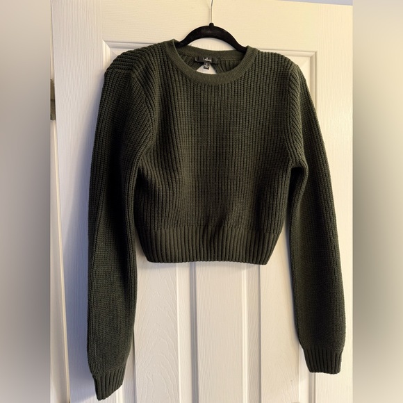 Ride On By Dark Olive Green Knit Backless Cropped Sweater - Picture 6 of 6